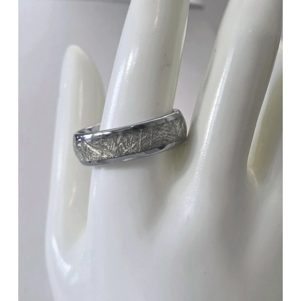 Meteorite Ring Engagement Wedding Tungsten Carbide Men's Band‎ Size 13.75